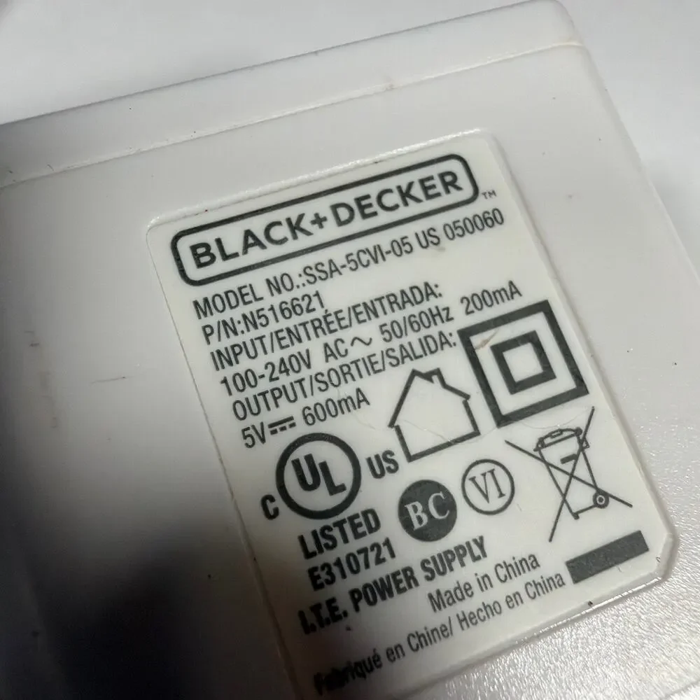 Black+Decker Charging Base Dock with AC Adapter SSA-5CVI-05 5V 600mA